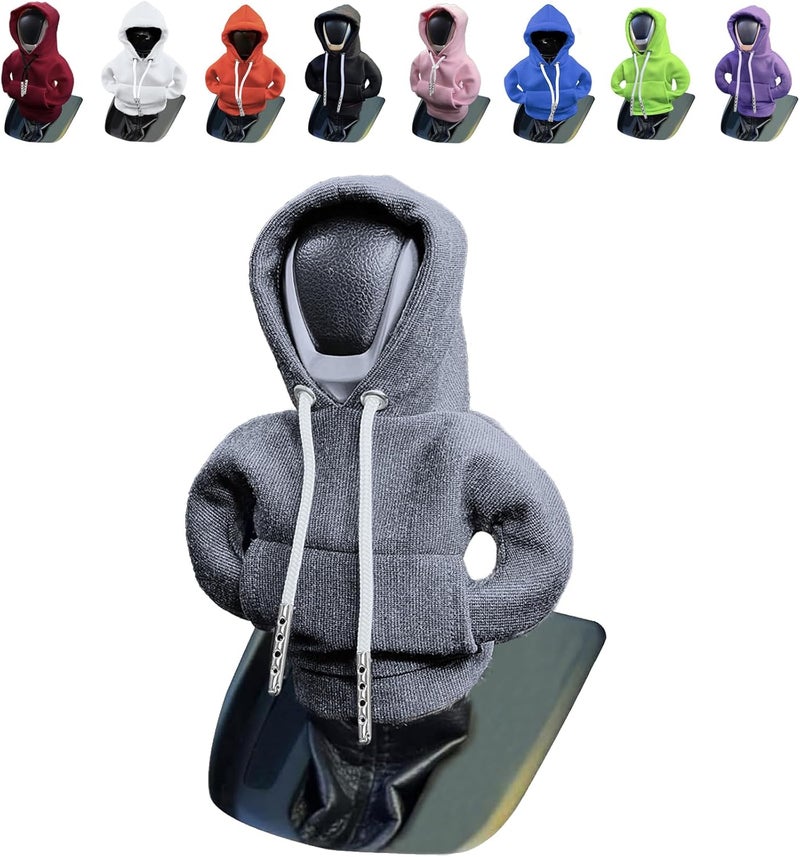 vvag Gear Shift Hoodie,Universal Shift Knob Hoodie, 4.7 Inch Car Shifter Stick Protector Decoration, Funny Hoodie Car Gear Shift Cover, Auto Interior Accessories Shifter Hoodie (Grey) - Image 1